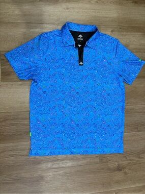 Grayfish Abstract Print Polo with Black Placket